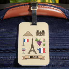 Retro Travel France Iconic National Symbols  ラゲッジタグ