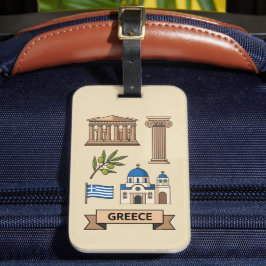 Retro Travel Greece Iconic National Symbols ラゲッジタグ