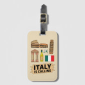 Retro Travel Italy Iconic National Symbols ラゲッジタグ (正面縦)