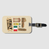 Retro Travel Italy Iconic National Symbols ラゲッジタグ (正面横)