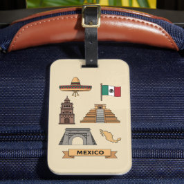 Retro Travel Mexico Iconic National Symbols  ラゲッジタグ