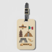 Retro Travel Mexico Iconic National Symbols  ラゲッジタグ (正面縦)