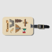 Retro Travel Mexico Iconic National Symbols  ラゲッジタグ (正面横)