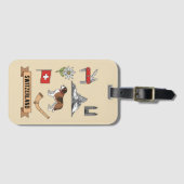 Retro Travel Switzerland Iconic National Symbols ラゲッジタグ (正面横)