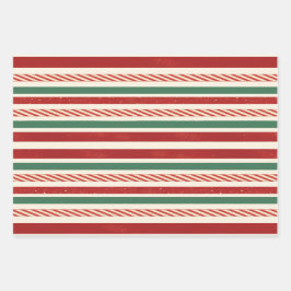 Retro Treasures Christmas stripes ラッピングペーパーシート