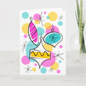 Retro Tree Baubles text greetings card vertical シーズンカード (正面)