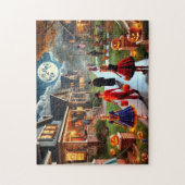 Retro Trick or Treat 1950s Halloween Night ジグソーパズル (縦)