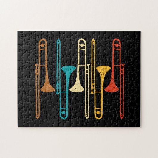 Retro Trombone - Jazz ジグソーパズル (横)