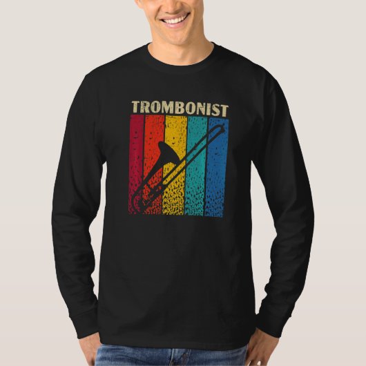 Retro Trombonist Musical Instrument Musician Tromb Tシャツ (正面)