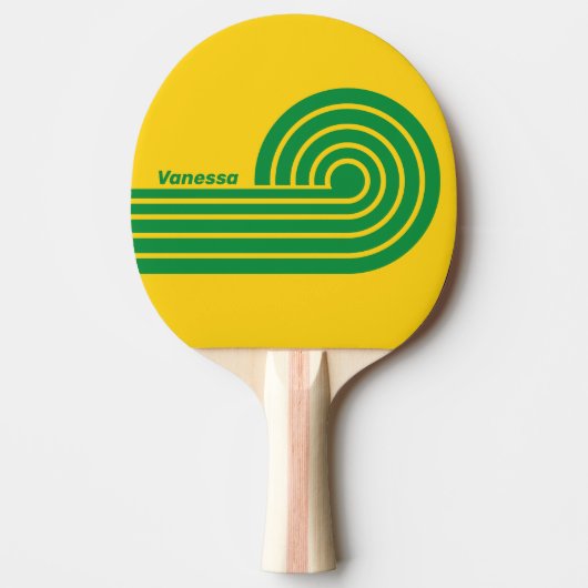 Retro Tropical Banana Dual Curl Stripes with Name 卓球ラケット (正面)