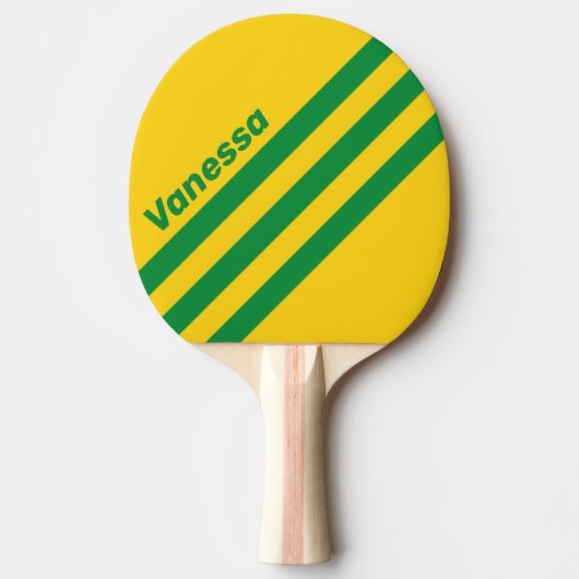 Retro Tropical Banana Three Angled Stripe withName 卓球ラケット (正面)