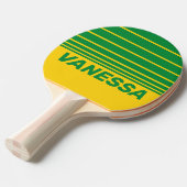 Retro Tropical Banana Three Horizon Stripe & Name 卓球ラケット (正面アングル)