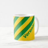 Retro Tropical Banana Three Stripes with Name コーヒーマグカップ (正面右)