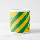 Retro Tropical Banana Three Stripes with Name ジャンボコーヒーマグカップ (正面)