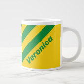 Retro Tropical Banana Three Stripes with Name ジャンボコーヒーマグカップ (右)