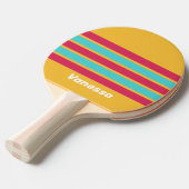 Retro Tropical Breeze Across Striping with Name 卓球ラケット (正面アングル)