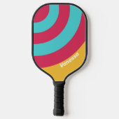 Retro Tropical Breeze Circle Stripe with Name ピックルボールラケット (裏面)