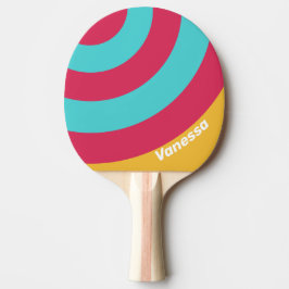 Retro Tropical Breeze Circle Stripe with Name 卓球ラケット