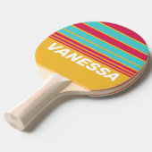 Retro Tropical Breeze Horizon Striping with Name 卓球ラケット (正面アングル)