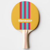 Retro Tropical Breeze Pin Stripes with Name 卓球ラケット (裏面)