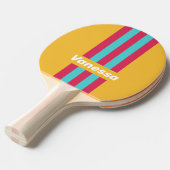 Retro Tropical Breeze Pin Stripes with Name 卓球ラケット (正面アングル)