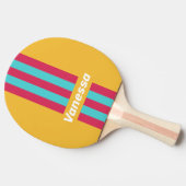 Retro Tropical Breeze Pin Stripes with Name 卓球ラケット (横)