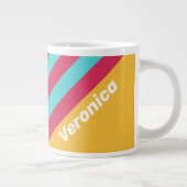 Retro Tropical Breeze Stripes with Name ジャンボコーヒーマグカップ (右)