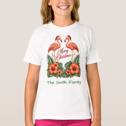 Retro Tropical Christmas Custom Family Matching Tシャツ (正面)