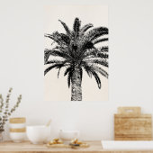 Retro Tropical Island Palm Tree in Black and White ポスター (キッチン)
