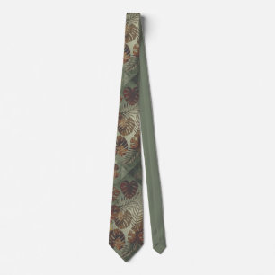 Retro tropical monstera palm leaf 70's summer ネクタイ