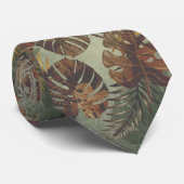 Retro tropical monstera palm leaf 70's summer ネクタイ (ロール)