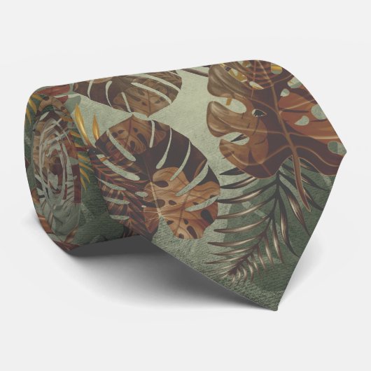 Retro tropical monstera palm leaf 70's summer ネクタイ (ロール)