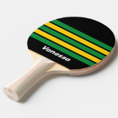 Retro Tropical Palm Across Striping with Name 卓球ラケット (正面アングル)