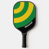 Retro Tropical Palm Circle Stripe with Name ピックルボールラケット (裏面)