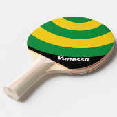 Retro Tropical Palm Circle Stripe with Name 卓球ラケット (正面アングル)