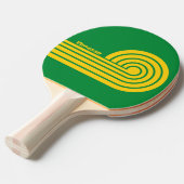 Retro Tropical Palm Dual Curl Stripes with Name 卓球ラケット (正面アングル)