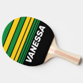Retro Tropical Palm Horizon Striping with Name 卓球ラケット (横)