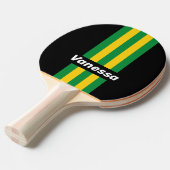 Retro Tropical Palm Pin Stripes with Name 卓球ラケット (正面アングル)