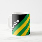 Retro Tropical Palm Stripes with Name コーヒーマグカップ (正面左)