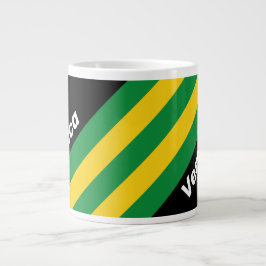 Retro Tropical Palm Stripes with Name ジャンボコーヒーマグカップ