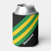 Retro Tropical Palm Stripes with Name 缶クーラー (缶正面)