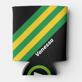 Retro Tropical Palm Stripes with Name 缶クーラー