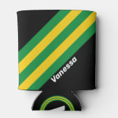 Retro Tropical Palm Stripes with Name 缶クーラー (裏面)