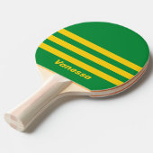 Retro Tropical Palm Three Across Stripe with Name 卓球ラケット (正面アングル)