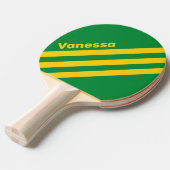 Retro Tropical Palm Three Angled Stripe with Name 卓球ラケット (正面アングル)