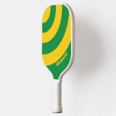 Retro Tropical Palm Three Circle Stripe with Name ピックルボールラケット (左)