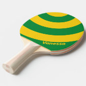 Retro Tropical Palm Three Circle Stripe with Name 卓球ラケット (正面アングル)