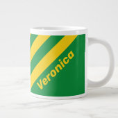 Retro Tropical Palm Three Stripes with Name ジャンボコーヒーマグカップ (右)