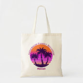 Retro Tropical Palm Tree Beach Vacation トートバッグ (正面)