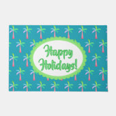 Retro Tropical Personalized Tropical Palms Holiday ドアマット (正面)